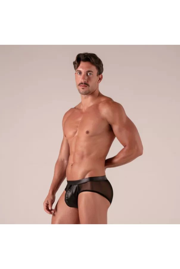 Rebel Zipped Briefs with mesh and faux leather